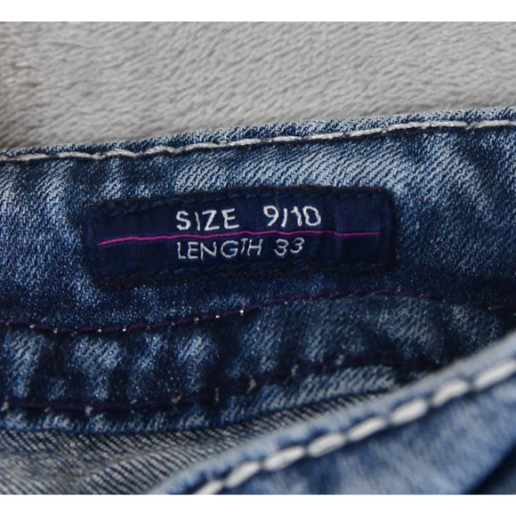 VIGOSS Jeans Womens 9/10 (31x31) The Dublin Bootcut Rhine Stones Blue Denim - Picture 2 of 12